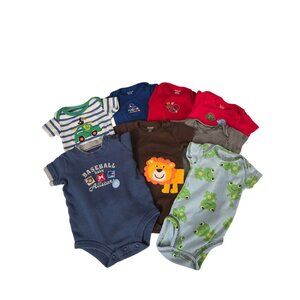 Newborn Baby Boys 8pc Short Sleeve Bodysuit Lot Carter’s Gerber Mixed Prints